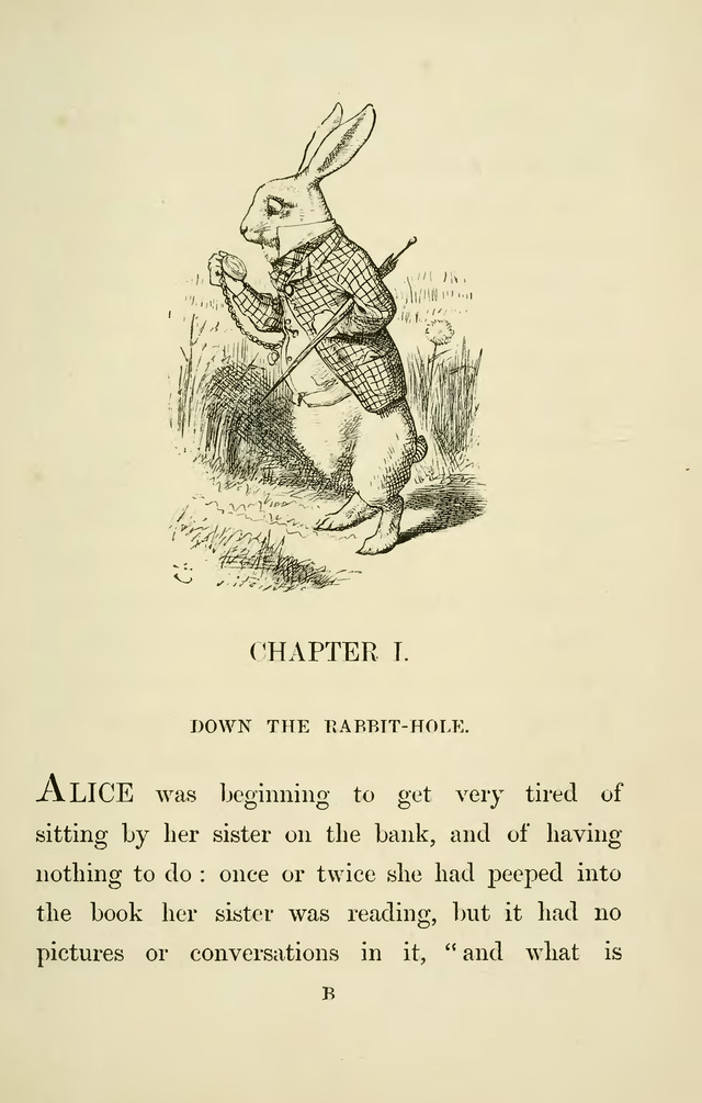 Original scan of the opening chapter, Down the Rabbit-Hole — scan page 21