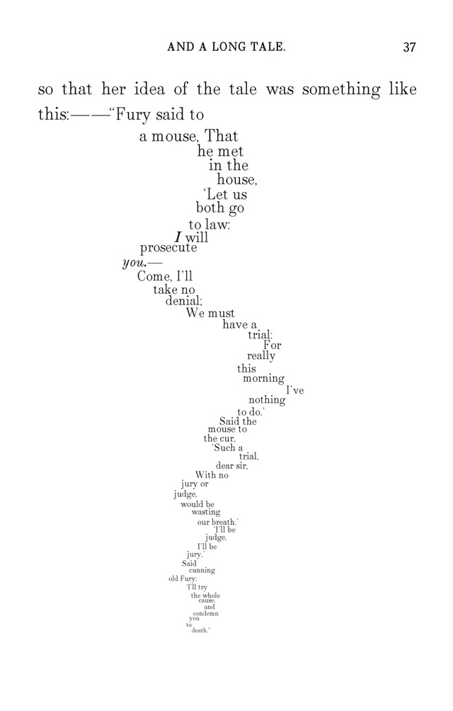 Mouse-tail page with the reconstructed typeface and historical running head